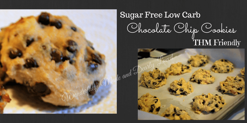 Sugar Free, Low Carb, THM Friendly Chocolate Chip Cookies. These little gems are a satisfying treat for your Trim and Healthy Lifestyle!u