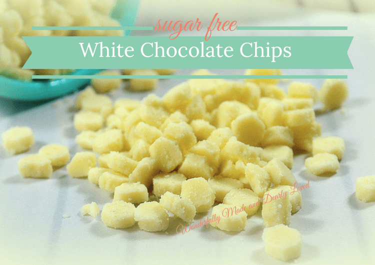 White Chocolate Baking Chips sweetened with stevia to fit in your Trim and Healthy Lifestyle (THM S, low Carb, sugar free)