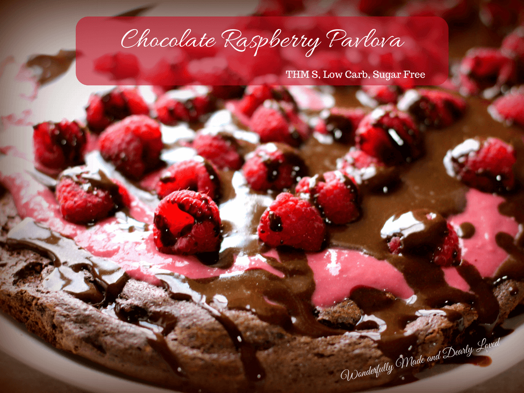 Chocolate Raspberry Pavlova that is both low carb and sugarless so fots wonderfullly within your Trim Helathy Mama or Low Carb lifestyle.