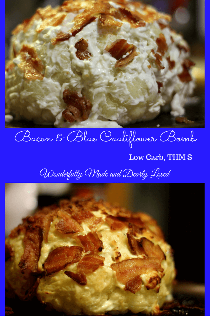 This Bacon & Blue Cauliflower bomb is sure to impress your guests as it graces your holiday table. It is both low carb and THM S.