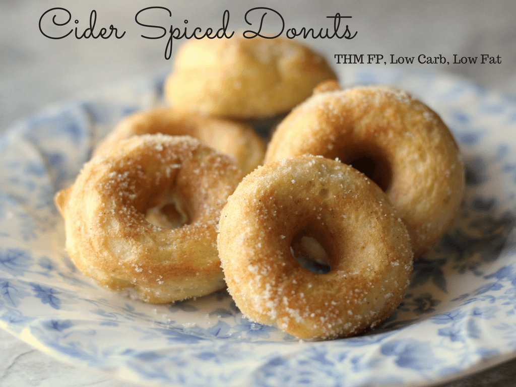 Cider Spiced Donuts that are a great fuel pull snack dessert or breakfast while following a Trim Healthy Mama Lifestyle.