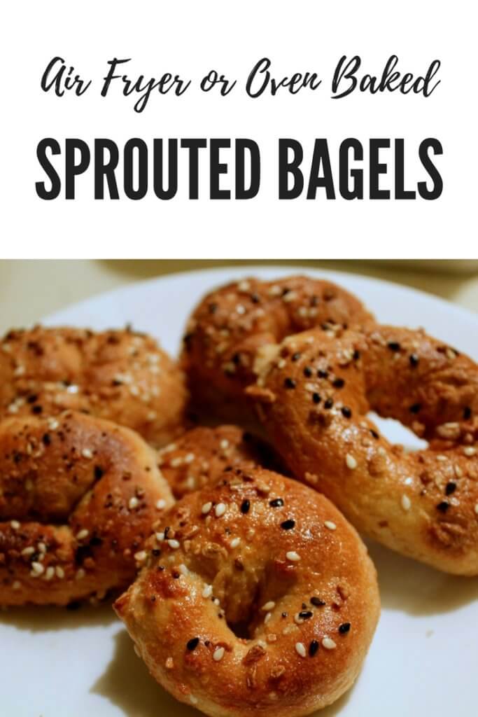 5 ingredient air fryer or oven baked sprouted bagels make a great healthy and energizing bread option. #THM #THME #Low Fat