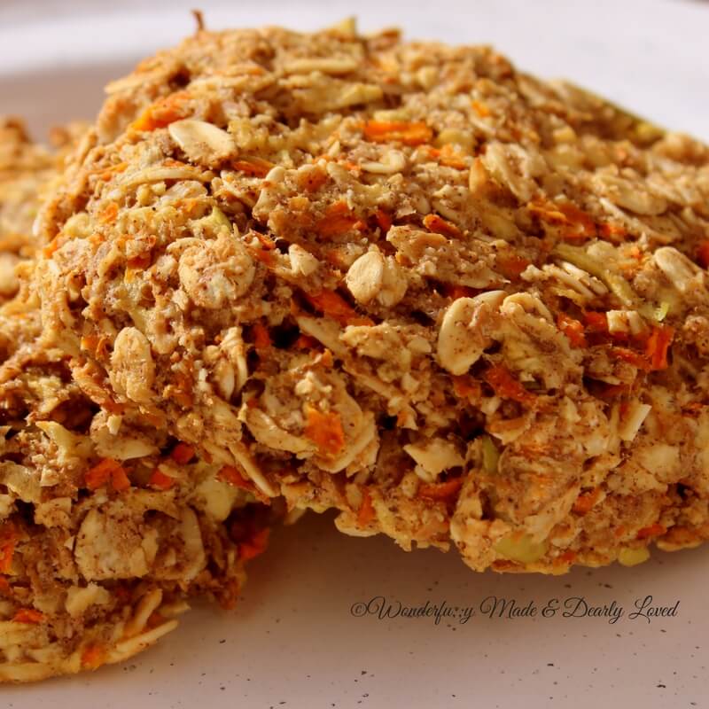 Softly Baked Breakfast Cookies that taste just like Carrot Cake. Studded with bits of carrot and apples these breakfast cookies are a naturally sweet and tasty treat.#THME #LowFat #Healthy