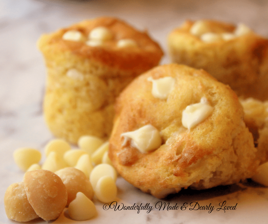 White Chocolate Macadamia Muffins - Wonderfully Made and Dearly Loved