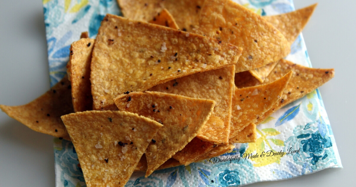 Air~Fryer Sprouted Corn Chips {THM E | LOW FAT}