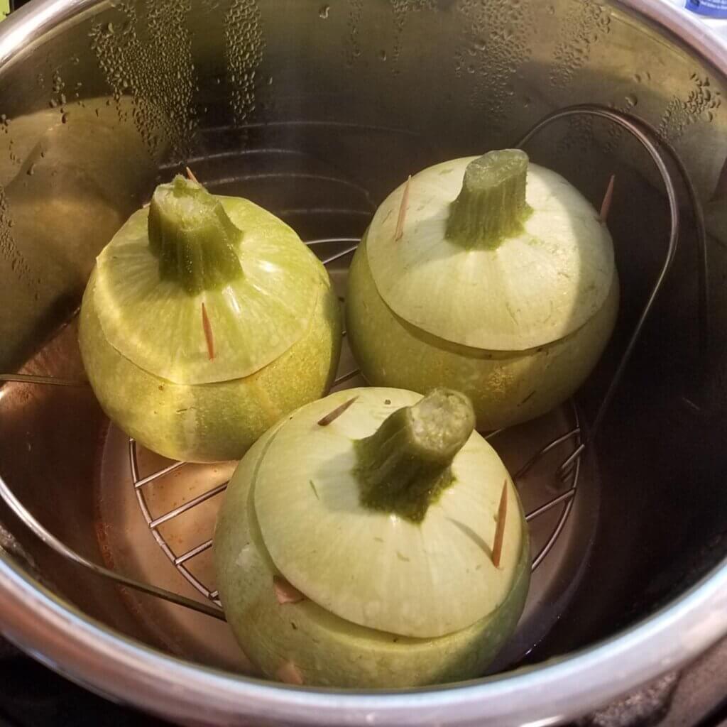 Stuffed Cue Ball Zucchini in the instant pot
